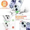 Compatible with iPhone 15 Plus Case Clear Cute for Women - Rugged Phone Cases Funda Protector Cover Skin (Blue Peony Roses Floral)