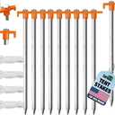 Eurmax USA 10-Pack Secure Protection Galvanized Tent Stakes,Rust-Proof Steel Canopy Anchors for High Winds,Heavy Duty Commercial Ground Pegs for Camping,Pop Up Tents&Gazebos - Includes 4x10ft Ropes