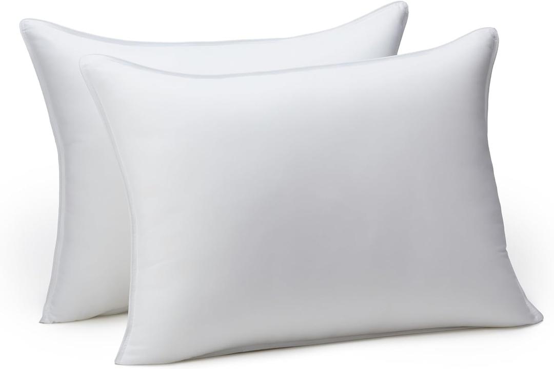 Amazon Basics Down Alternative Pillows for Stomach and Back Sleepers, Soft Density, Standard Size 26" x 20", White, 2-Pack