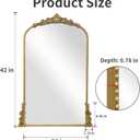 Vintage Arched Mirror, 24"x 42"Antique Baroque Mirror Style Metal Beaded Frame for Entryway Hallway Living Room,Vintage Gold