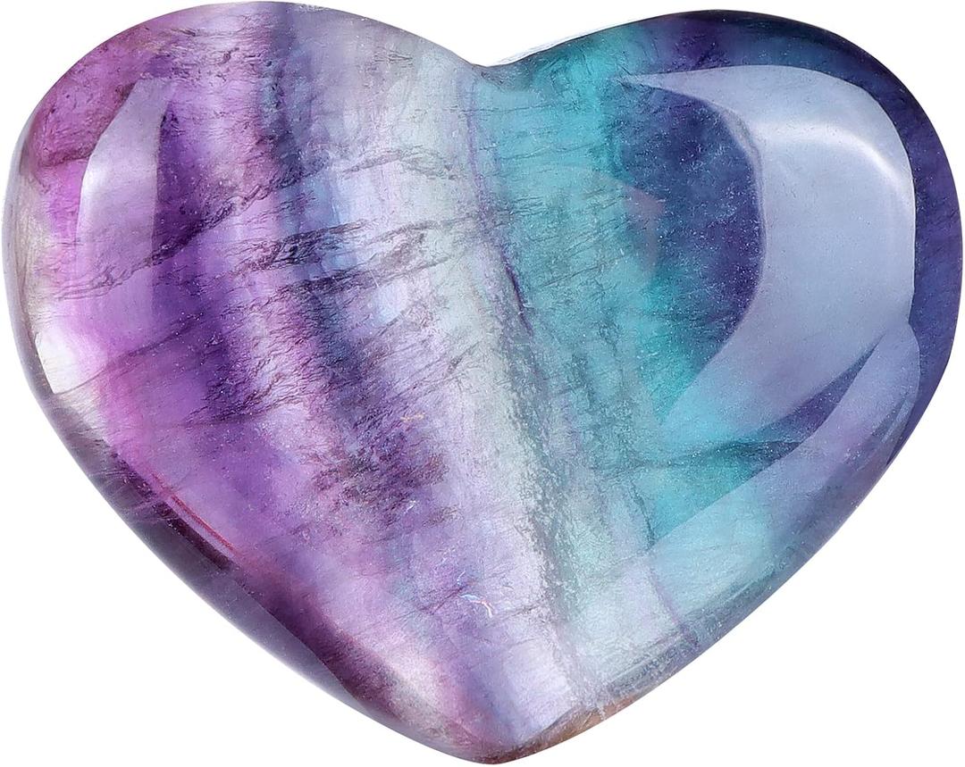 Artistone 2 Inch Rainbow Fluorite Crystal Heart Healing Crystals Heart Stones Polished Pocket Love Gemstones Chakra Reiki Energy Balancing Meditation Massag Gift