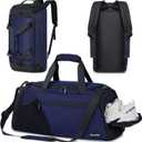 Gym Bags for Men Women 45L Large Gym Backpack Multiple Pockets Sport Duffle Bags with Shoe & Wet Compartment for Workout Travel Weekend Overnight Navy Blue