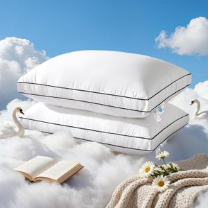 RDS Certified Goose Feather & Down Pillows, 3-Chamber Gusseted Design for Balanced Neck Support, 100% Cotton Cover, Hotel Style Bed Pillow for Side and Back Sleepers | King Size, Set of 2, 20" x 36"