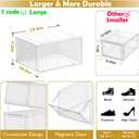 12 Pack Clear Shoe Storage Organizer with Magnetic Door,Stackable Plastic Shoe Boxes for Sneakers,Boots,and Heels,Space-Saving Foldable Shoe Rack for Closet,Durable Shoe Cabinet Organizer,White