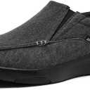 XPACS Men's Orthopedic Comfy Slippers, Stylish Arch Support Casual Shoes for Plantar Fasciitis Recovery, Non Slip Canvas Shoes for Heel and Foot Pain Relief (9.5, W2-black)