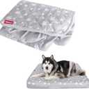 Waterproof Dog Bed Covers Replacement Washable Pet Hair Easy to Remove, Noiseless Quilted Puppy Pet Bed Cover Lovely Grey Star Print 44x54 Inches, for Dog/Cat, Cover Only