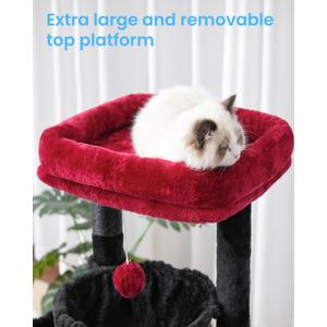 PAWZ Road Indoor Small Natural Sisal Plush Cat Tower Red And Black,Gothic series