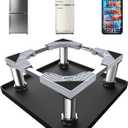 Mini Fridge Stand with Silicone Mat, Adjustable Refrigerator Stand with 4 Stainless steel Feet, 24''x 24'' Dorm Fridge Stand Protect From Appliance Leaks for Fridge, Washer, Dryer (7.3"-8.5" High)