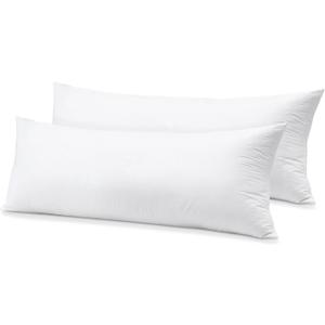 SAVORI 14x36 Lumbar Pilow Insert, Set of 2 Down Feather 14x36 Euro Pillow Inserts, Soft Fluffy Sleeping Pillow with 100% Cotton Cover, Decorative Throw Pillows for Couch Sofa Bed-White