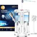 Electric Toothbrush with Water Flosser, Advanced 2.0 Flossing Toothbrush Combo in One with 500 ML Tank & 30-Day Battery,5 Modes & 3 Speeds,for Adults, Implants, Sensitive Gum, Braces Care,White