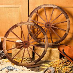 Yousoontic 2 Pcs 24 Inch Wood Wagon Wheel Decor Western Party Decorations Vintage Old Western Wooden Wheel Signs for Bar Garage Patio Cowboy Party Decorations for Home Garden Rustic Wagon Wheel