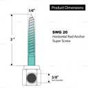 Sammys 8021957-25 1/4 x 2'' Horizontal Rod Anchor Super Screw with 3/8 in. Threaded Rod Fitting, for Wood (Pkg.=25) , Zinc