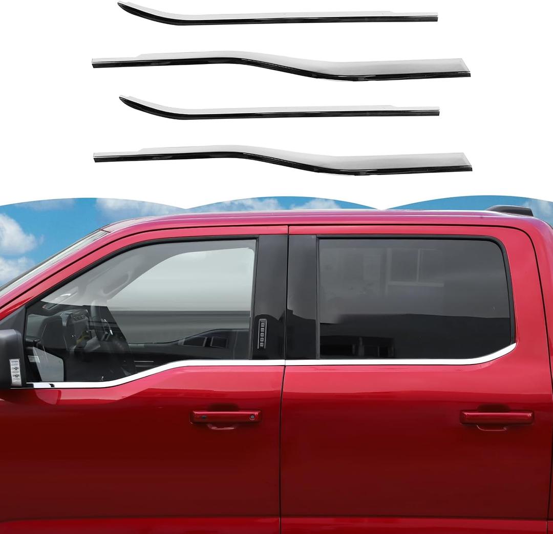 RT-TCZ Window Trim Strip Cover Window Molding Trim Cover Decoration Exterior Accessories for Ford F150 2021-2025 (Chrome)