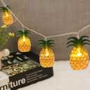 Vigdur 2 Packs Pineapple String Lights - Battery Operated with 20LED Fun Patio Lights for Party Bedroom Home Birthday Indoor Outdoor Hawaiian Tropical Tiki Gifts Decor,13Ft