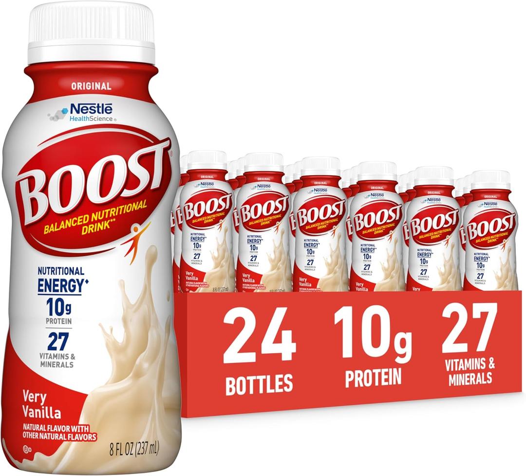 BOOST Original Ready to Drink Nutritional Drinks, Very Vanilla, 8 Fl Oz Bottles, Pack of 24 (Best Before Sep. 10, 2026)