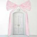 Large Bow Themed Party Decorations 95.7 x 68.9 Inch Giant Bow Decor Satin Ribbon Wedding Birthday Decor for Arch Wall Coquette Baby Shower Bachelorette Bridal Supplies(Pink)