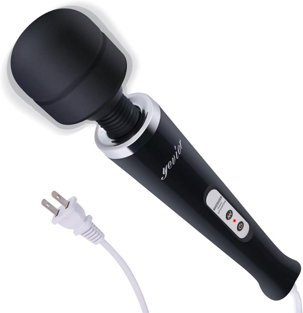 YEVIOR Wired Powerful Handheld Massager with 10 Pulse Settings Strong Vibration for Women,Personal Total Body Therapy Massager for Sports Recovery, Muscle Aches, Body Pain (Black)