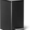 KOHLER 31319-BST Bathroom Trash Can, 1.6 Gallon, 6-Liter Step Can, Quiet-Close Small Trash Can with Foot Pedal, Black Stainless
