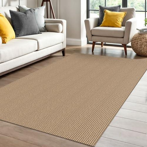 IOHOUZE Washable Area Rug 4x6 Non Slip Rubber Backed Woven Indoor Outdoor Rugs for Entryway Bedroom Rug Kitchen Floor Throw Carpet for Entrance Living Room, Orange/Tan/Brown
