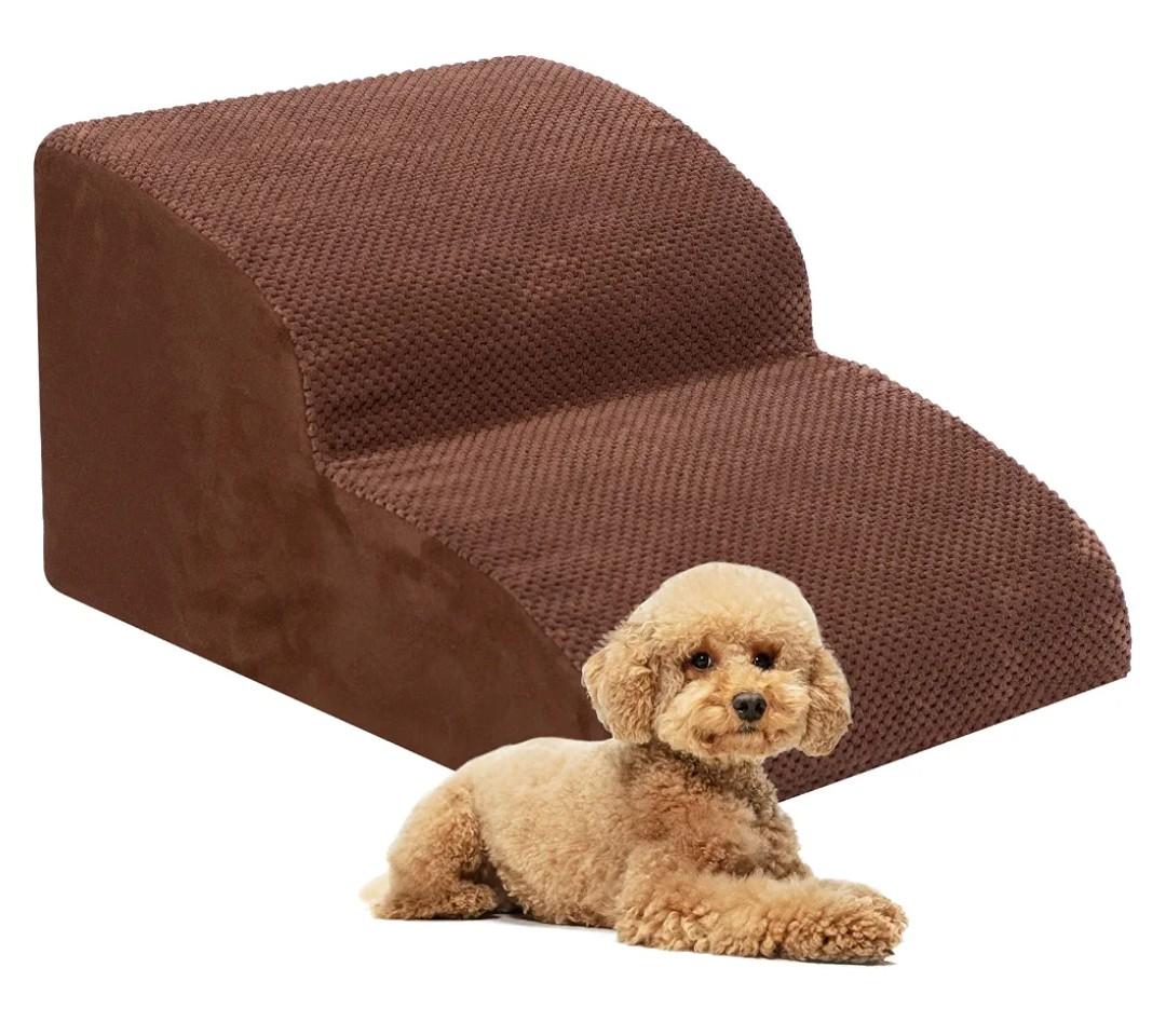 Dog Stairs for Small Dogs, High Density Foam Dog Ramp, Extra Wide Non-Slip Pet Steps for High Beds Or Couch, Soft Foam Doggie Ladder for Dogs Injured, Older Pets, Small Cats