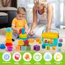 Montessori Baby Toys for Ages 618 Months with Sensory Shape Sorter Matching Game Toy Stacking Ring Soft Building Blocks Developmental Learning Toys for Toddlers 1+ Year Old
