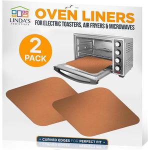 Toaster Oven Liners for Bottom of Oven (2 Pack) Reusable Non-Stick Heat Resistant Toaster Liners, Compatible with Ninja, Cuisinart, Emeril Lagasse & More, Toaster Mat, 12"x12" (Copper)