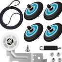 DV42H5200EP/A3 DV42H5200EW/A3 Dryer Roller Belt Kit Fit for Sam-sung DV45H7000EP/A3 DV48H7400EW/A2 DV42H5000EW/A3 DV48J7700EW/A2 DV40J3000EW/A2 DV45H7000EW/A2, Roller #DC97-16782A, Belt #6602-001655