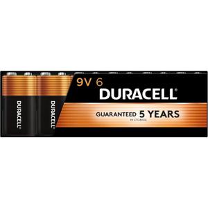 Duracell Coppertop 9V Battery, 6 Count (Pack of 1), Long-lasting All-Purpose Alkaline 9V Batteries for Household and Office Devices