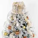 Champagne Gold Glitter Christmas Tree Topper Bow 11 Inch with 6 Ribbon Tails 3 Yards Long Wired Ribbon for Holiday Easy Style Party Decoration