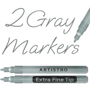 ARTISTRO 2 Gray Acrylic Paint Markers - 0.7mm Extra Fine-Tip Paint Pens - Perfect for Crafting, Art Projects, & More