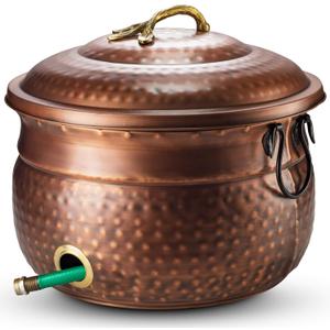 Decorative Garden Hose Pot Holder and Lid 16x16x12 | Hose Container Pot Outdoor or Indoor Use | Expandable Water Hose Storage | Holds Up to 100 ft Hose - Handmade
