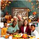 Welcome Fall Backdrop Large Size Thanksgiving Fall Party Banner Decorations Autumn Pumpkin Backdrop Banner for Thankgiving Autumn Party Supplies 70.8 x 43.3 Inch