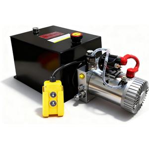 ParnicoTech Hydraulic Pump 10 Quart Single Acting Hydraulic Power Unit 12V DC, 3200 PSI Max Relief Pressure, Power Unit Metal Reservoir for Dump Trailer Car Lifting, SAE # 6 Port, Steel