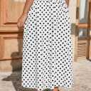 Tankaneo Womens Polka Dot Maxi Skirts Boho Smocked High Waisted Tie Skirt Casual Beach Vacation Dress (White, S)
