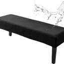 Genina Stretch Jacquard Dining Bench Cover - Anti-Dust Removable Bench Slipcover Washable Bench Seat Protector Cover for Living Room, Bedroom, Kitchen-Black (Macrophyte)