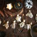 2 x Light Up Ghost Garland Halloween Decoration- Handmade LED Ghost String Light with Timer- Cute Ghosts Banner for Halloween Party Fireplace Mantle Wall Windows Decor (5.5Feet-Length)