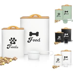 Dog Treat Container 2PCS, Dog Food Storage Container with Lids Airtight, Dog Treat Jars for Kitchen Counter-7+3Lbs, Small Dog Cookie Jar for Storage, (Upgraded) White