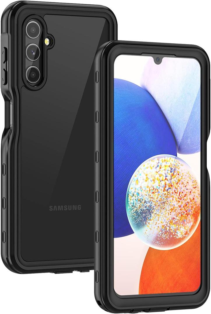 Lanhiem for Samsung Galaxy A14 5G Case, IP68 Waterproof Dustproof, Built-in Screen Protector, Heavy Duty Full Body Protective Phone Case for Galaxy A14 5G, Black/Clear