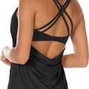 icyzone Workout Tank Tops Built in Bra - Women's Strappy Athletic Yoga Tops, Exercise Running Gym Shirts (Black)