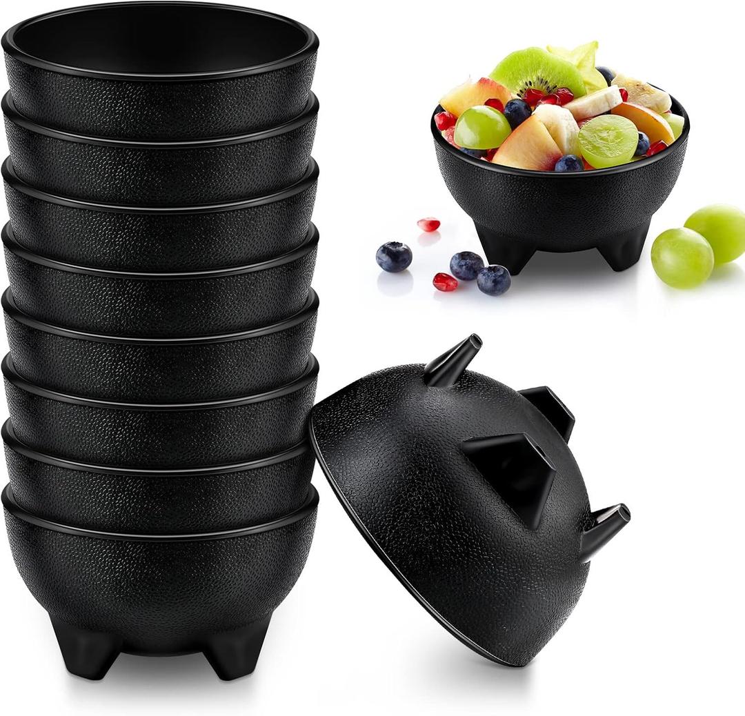 Zubebe 24 Pcs Salsa Bowls for Party 13.5 oz Plastic Mexican Bowls 4.9" Diameter Guacamole Chip and Salsa Serving Dish Molcajete Bowl for Party Fiesta Chipotle Sauce Food Candy(Black)