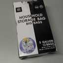 12 X-Large Plastic Storage Bags, 5 Gallons, Zero BPA, Double Zipper Seal, 3 Mils Thick, Double Layer Carry Handle, 18"x17"x7", Moving, Seasonal, Travel