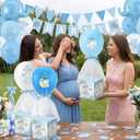 6 Set Elephant Tulle Tutu Balloon with Letter Boxes Baby Shower Table Centerpieces Decor for Gender Reveal Balloons Tulle Cover with Stand Elephant Themed Baby Shower Birthday Party(Blue)