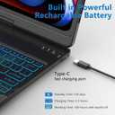 TQQ iPad Air 13 Inch Case Keyboard (M3 2025 / M2 2024), iPad Pro 12.9 (6th, 5th, 4th, 3rd Gen) Keyboard - 360 Rotatable, 7-Color Backlight, Multi-Touch Trackpad, Thin & Light (Black)