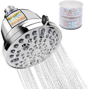 Filtered Shower Head - Water Softener Shower Head with Filter Hard Water for Healthier Hair Skin-Chrome (5.5 Inch-1.8GPM)