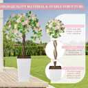 Artificial Cherry Blossom Tree 4FT, Fake Floral Tree with White Planter, Decorative Topiary Plant, Potted Faux Plant for Home Porch Decor Indoor Outdoor (Pink, 4FT)
