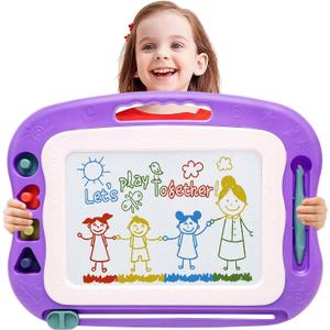 BABLOCVID Magnetic Drawing Board Toddler Toys for Boys Girls, 15 Inch Erasable Doodle Board for Kids Colorful Etch Education Sketch Doodle Pad Toddler Toys for Age 3 4 5 6 7 Year Old Boy Girl (Purple)