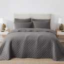Cannon Solid Oversized Percale Grey King 3 Piece Quilt Set