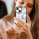 Beautiful Blue Flowers and Leaves Phone Case Fit for iPhone 13 — Shockproof Designed Cute Aesthetic Phone Case Cover for Boy Girl Men Women