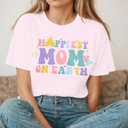 Mom and Dad Shirts Happiest Mama On Earth Shirt Matching Couple Outfit Magic Family Vacation Short Sleeve Tee (X-Large, Pink)