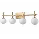 URSOLA 4 Lights 30" Bathroom Vanity Light Fixtures, Antique Brass Mid Century Modern Vanity Light with Opal Globe Glass Shades, G9 Socket, Bathroom Light Fixtures Over Mirror for Bathroom